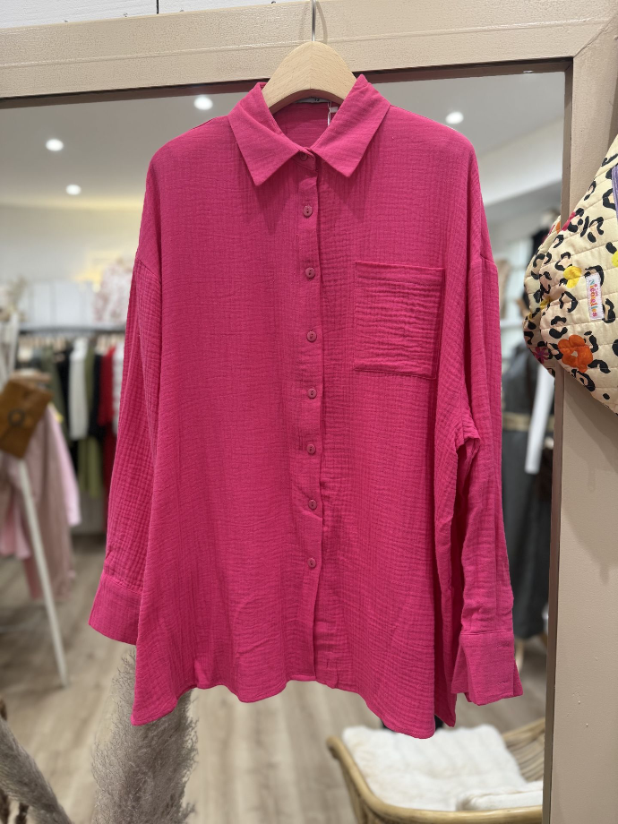 Chemise gaze de coton fuchsia